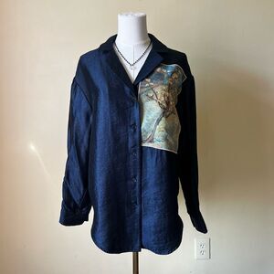 Van Gogh Museum Amsterdam Cotton Silk Button Down Shirt Blossoming Pear Tree M